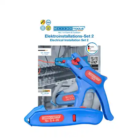 Vezi acum Set instalatii electrice nr. 2 set instalatii din doua piese include cleste dezizolator si cutit pentru cabluri Weicon