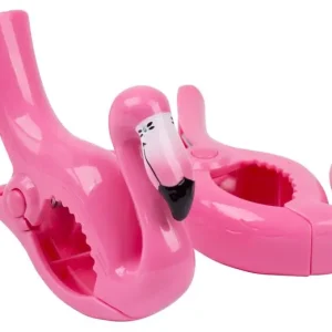 Reducere extra Cleste pentru prosoape de plaja, 13x9x3cm, 2 buc, flamingo