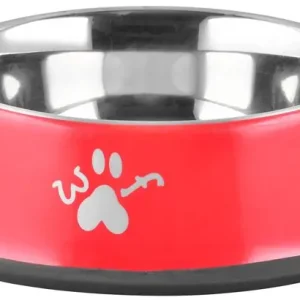 Plată sigură Bol MagicHome Woof 23 cm, 900 ml, roșu, pentru un câine