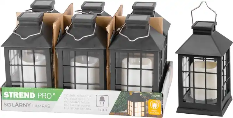 Popular Lantern Strend Pro Garden, solar, efect de flacara, 10,5x10,5x19 cm, sellbox 6 buc