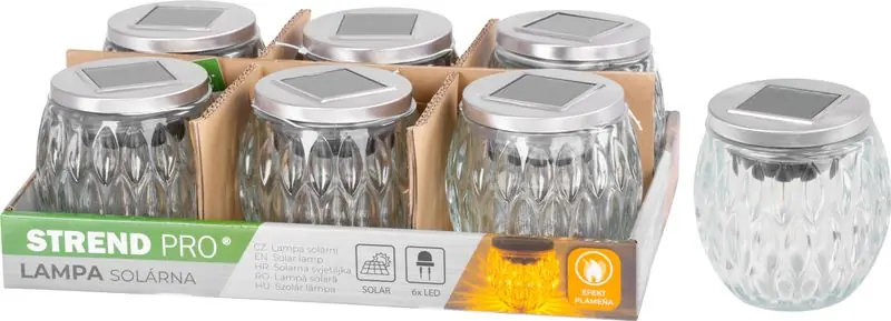 Reducere Strend Pro Lampă de grădină, solară, efect de flacără, 6x LED, alb cald, 10x10 cm, sellbox 6pcs