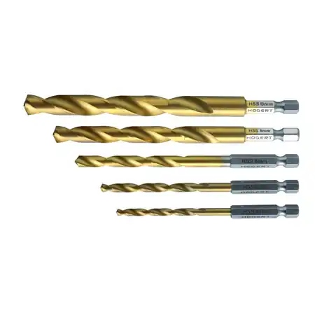 Chilipir set de burghie pentru metal: 4.5.6.8.10 mm, din otel Hss Hoegert