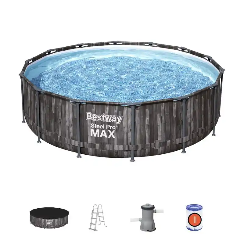 Ieftin Piscina Bestway® Steel Pro MAX, 5614Z, filtru, pompa, scara, prelata, 4,27 mx 1,07 m