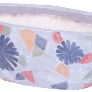 Plată sigură Decor MagicHome, Ghiveci cu mozaic, gri, lat, ceramica, 40,5x19x14 cm