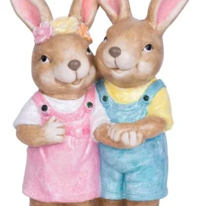 Decor MagicHome, Iepure și iepuraș, ceramică, 34x19x51 cm Reducere specială