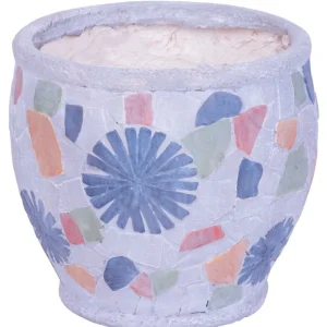 Decor MagicHome, Ghiveci cu mozaic, gri, ceramică, 27,5x27,5x25 cm Retur gratuit