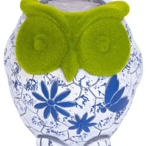 Preț redus Decor MagicHome, Bufniță cu ghiveci, ornament albastru, ceramică, 26,5x24x27,5 cm
