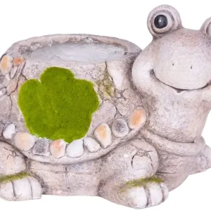 Ofertă specială Decor MagicHome, Broasca testoasa cu ghiveci de flori, ceramica, naturala, 38x29,5x25 cm