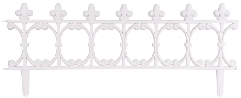 Expediere rapidă Fence Gardens F755, 87x34 cm, plastic, alb, mini gard decorativ, bal. 4 buc