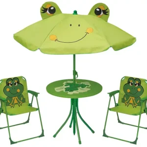 Set LEQ MELISENDA Rana, broasca, umbrela de soare 105 cm, masa 50 cm, 2 scaune Disponibil imediat