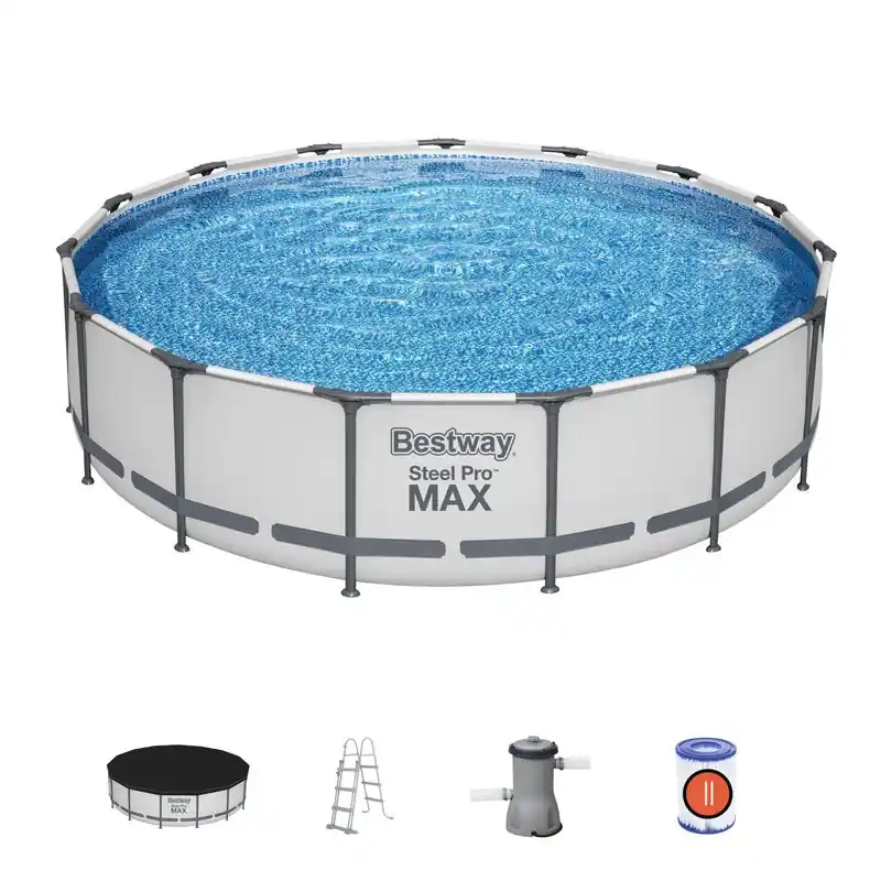 Ultima șansă Piscina Bestway® Steel Pro MAX, 56488, filtru, pompa, scara, capac, 4,57x1,07 m