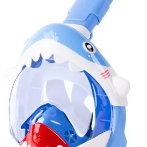 Masca de snorkeling cu rechin, fata intreaga, pentru copii 4+, XS, albastra Livrare gratuită