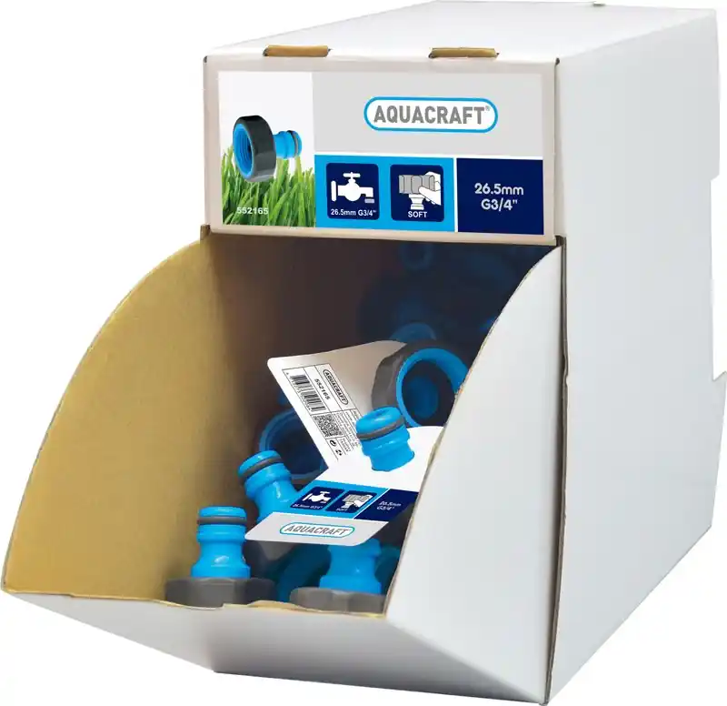 Adaptor AQUACRAFT® 552165, SoftTouch G3/4", Cutie de afișare 70 buc, pentru furtun, (550165) Chilipir