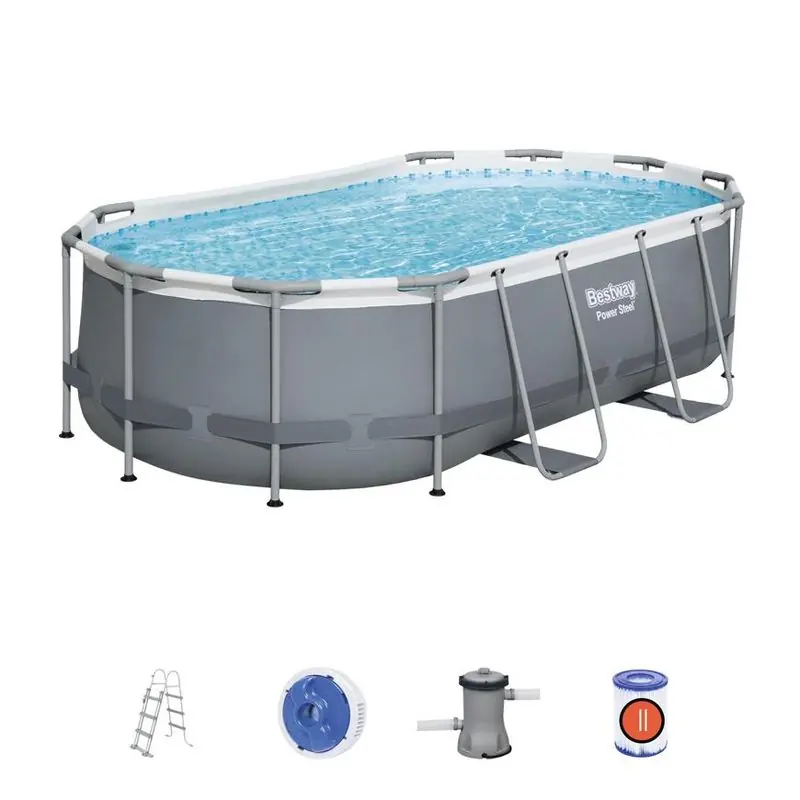 Preferatul clienților Piscină Bestway® Power Steel™, 56620, filtru, pompă, scară, distribuitor, 4,27x2,50x1,00 m