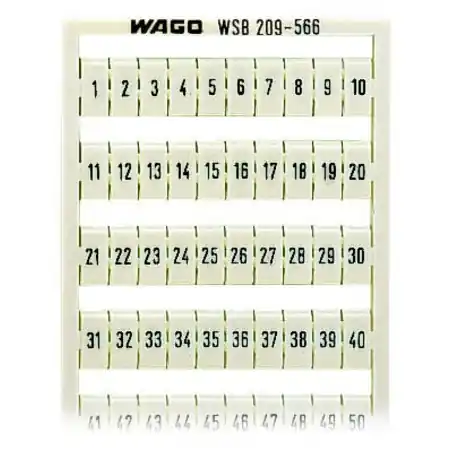 Retur gratuit WSB marking card; as card; MARKED; 1 ... 50 (2x); not stretchable; Horizontal marking; snap-on type; white Wago