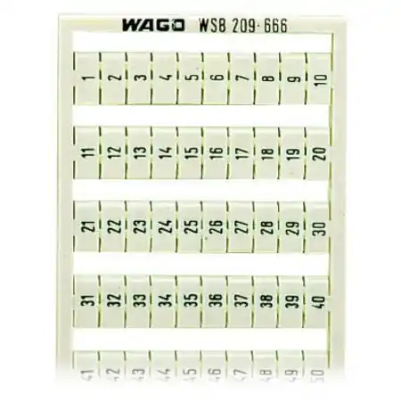 Premium WSB marking card; as card; MARKED; 1 ... 50 (2x); not stretchable; Vertical marking; snap-on type; white Wago