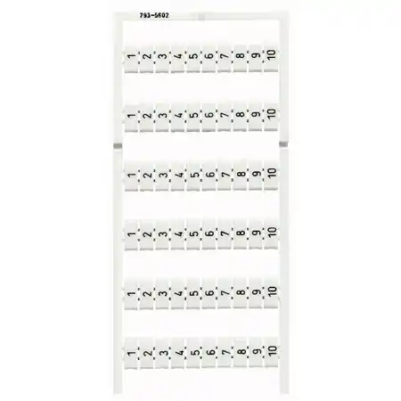 Reducere WMB marking card; as card; MARKED; 1 ... 10 (10x); stretchable 5 - 5.2 mm; Vertical marking; snap-on type; white Wago