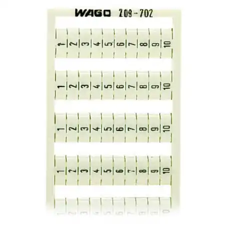 WSB marking card; as card; MARKED; 1 ... 10 (10x); not stretchable; Vertical marking; snap-on type; white Wago Discount