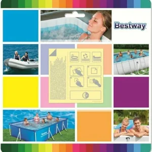 Discount Set Bestway® 62091, pentru repararea piscinelor și gonflabilelor, 10 buc, 65x65 mm