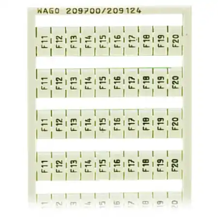 WSB marking card; as card; MARKED; F1, ..., F10 (10x); not stretchable; Vertical marking; snap-on type; white Wago Promoție