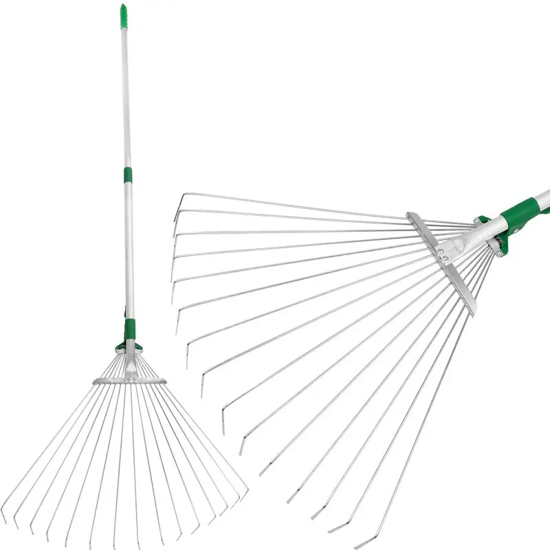 Grebla R116-65, 15 lamelare, evantai, pentru frunze, 650 g, telescopica, cu maner Ieftin