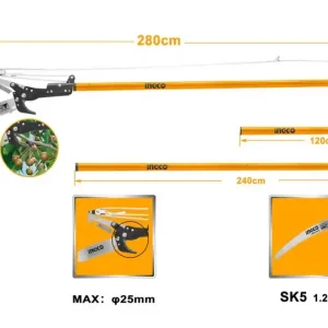 Foarfece de grădină cu ferăstrău + mâner telescopic 240cm INGCO industrial KLC Chilipir