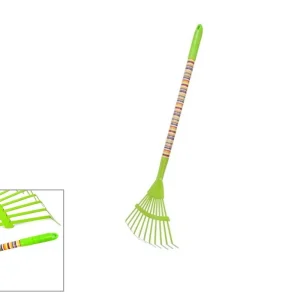 Livrare rapidă Grebla metalică pentru copii, mâner din lemn, dungi colorate, 76cm X