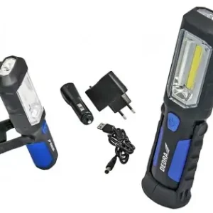 Lanterna reincarcabila 3w COB LED + 1W LED, alimentator USB pentru 230v si 12v Dedra Retur ușor