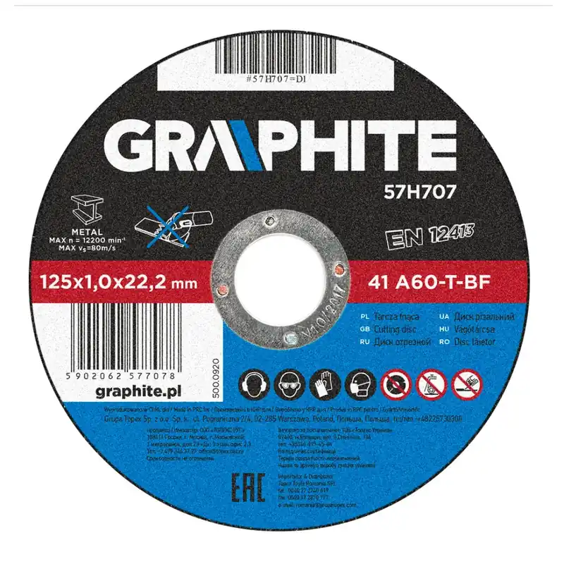 Transport gratuit Disc de tăiat metale, 125 x 1.0 22.2 mm, 41 A60-T-BF 57H707