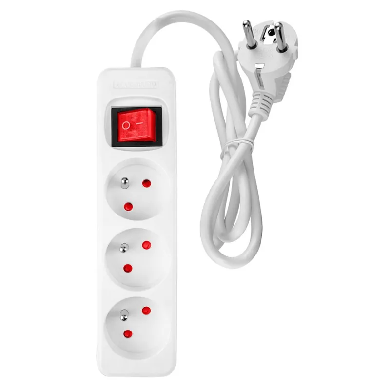 Cablu prelungitor 1,5 m, 3x1,5 mm2, 3G, alb, ON/OFF 90-176 Reducere specială