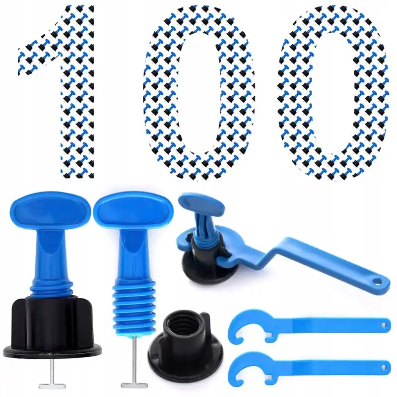 Ultima șansă Sistem reutilizabil de nivelare a plăcilor, pene, cleme, 100 bucăți TA4222