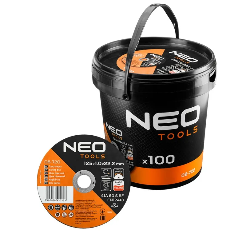 Transport gratuit Discuri de tăiat pentru metal/INOX 125 x 1,0 x 22,2 mm, 41 A60-S-BF, găleată 100 buc. Fabricat în PL 08-722