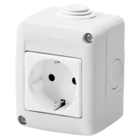 Noutate PROTECTED ENCLOSURE COMPLETE WITH SYSTEM DEVICES - WITH SOCKET-OUTLET 2P+E 16 A - GERMAN STANDARD - IP40 - GREY RAL 7035 Gewiss