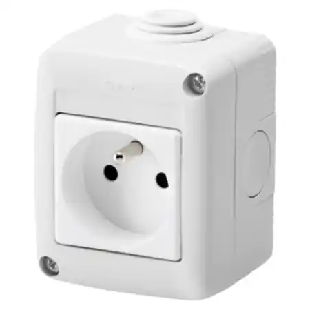 PROTECTED ENCLOSURE COMPLETE WITH SYSTEM DEVICES - WITH SOCKET-OUTLET 2P+E 10/16 A - FRENCH STANDARD - IP40 - GREY RAL 7035 Gewiss Popular