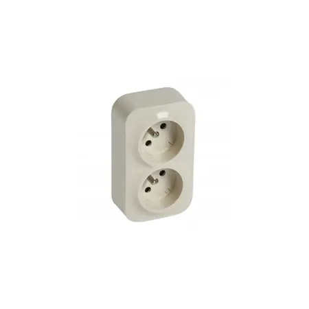 French standard prizas 2x2P+E pentruix inclined 45° - surface mounting - IP2X - 16A 250V~ - ivory Legrand* Preț redus