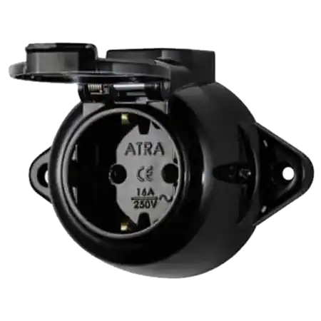 Aparataj clasic aparentSOCKET WITH COVER 16A 250V IP44 BLACK Elmark Discount