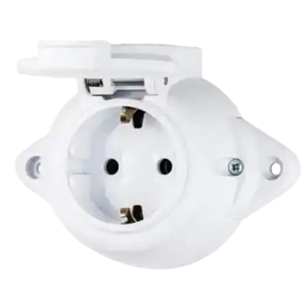 Aparataj clasic aparentSOCKET WITH COVER 16A 250V IP44 WHITE Elmark Disponibil imediat