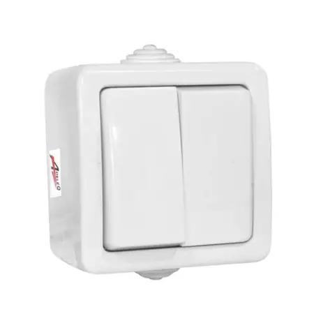 Aparataj PT IP54 intrerupator dublu 10A - alb KVD Expediere rapidă