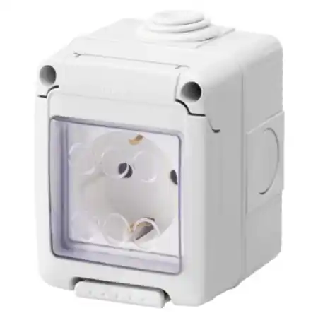 Super ofertă WATERTIGHT ENCLOSURE COMPLETE WITH SYSTEM DEVICES - WITH SOCKET-OUTLET 2P+E 16 A - GERMAN STANDARD - IP55 - GREY RAL 7035 Gewiss
