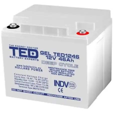 TED Acumulator solar 12v/46A AGM VRLA Deep Cycle (197x166x171mm) Moon Reducere specială