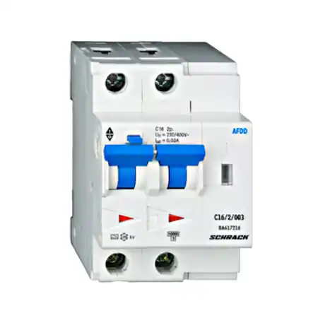 AFDD, seria Lisa, B 20 A, 2 poli, 30 mA, A/cu temp., 10 kA Schrack Premium