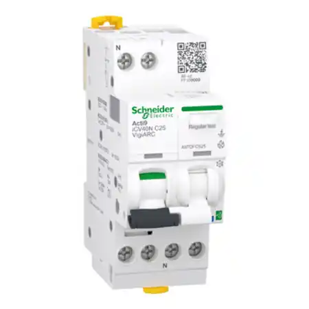 Acti9 Active VigiARC RCBO, Intreruptor automat diferential, detectie arc electric, cu Powertag, iCV40N, 1P+N, curba C, 25A, 6kA, 30mA tip A-SI Schneider Reducere
