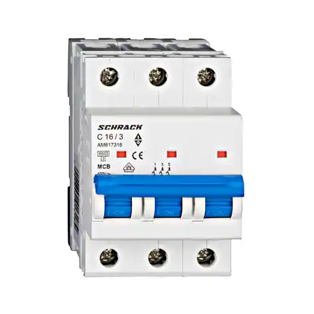 Ultima șansă Intrerupator automat tripolar MCB, AMPARO 6kA, C 16A, 3P Schrack
