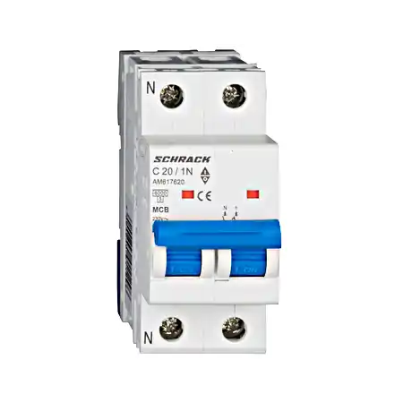 Ultima șansă Intreruptor automat modular MCB, AMPARO 6kA, C 20A, 1P+N Schrack