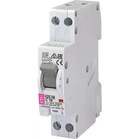 Ultima șansă KZS-1M Intrerupatoare de curent rezidual cu protecție la supracurent, 1 module, A and AC type KZS-1M 1p+N A C20/0.03 6kA Eti