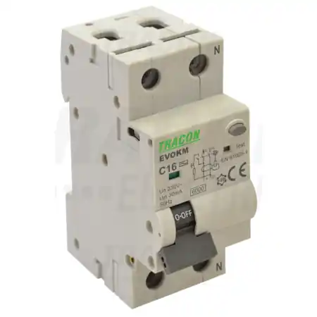 Ultima șansă Disjunctor cu protectie diferentiala,2P,2 module, curba C EVOKM2C4003 40A, 30 mA, 6kA, AC Tracon