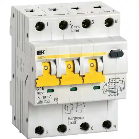 Tetrapolara cu protectie diferentiala RCBO AVDT 34 C16 10mA 6kA Iek Vezi acum