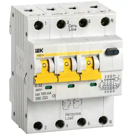 Tetrapolara cu protectie diferentiala RCBO AVDT 34 C32 100mA 6kA Iek Doar azi
