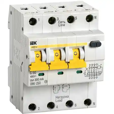 Tetrapolara cu protectie diferentiala RCBO AVDT 34 C50 300mA 6kA Iek Noutate