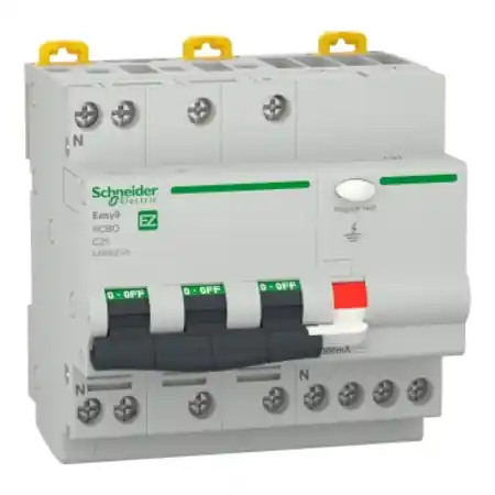 Transport gratuit Easy9 RCBO 3P+N 4500 AC 300mA C 25A Schneider